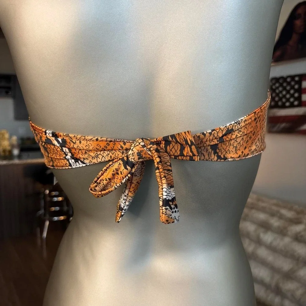Fringe Bandeau Bikini Top Animal Print Strapless L*Space 🌿